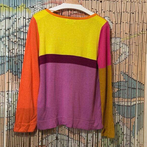 Isaac Mizrahi x Target Color Block Cotton & Rayon Sweater, Multi-Color, XL - Picture 3 of 15